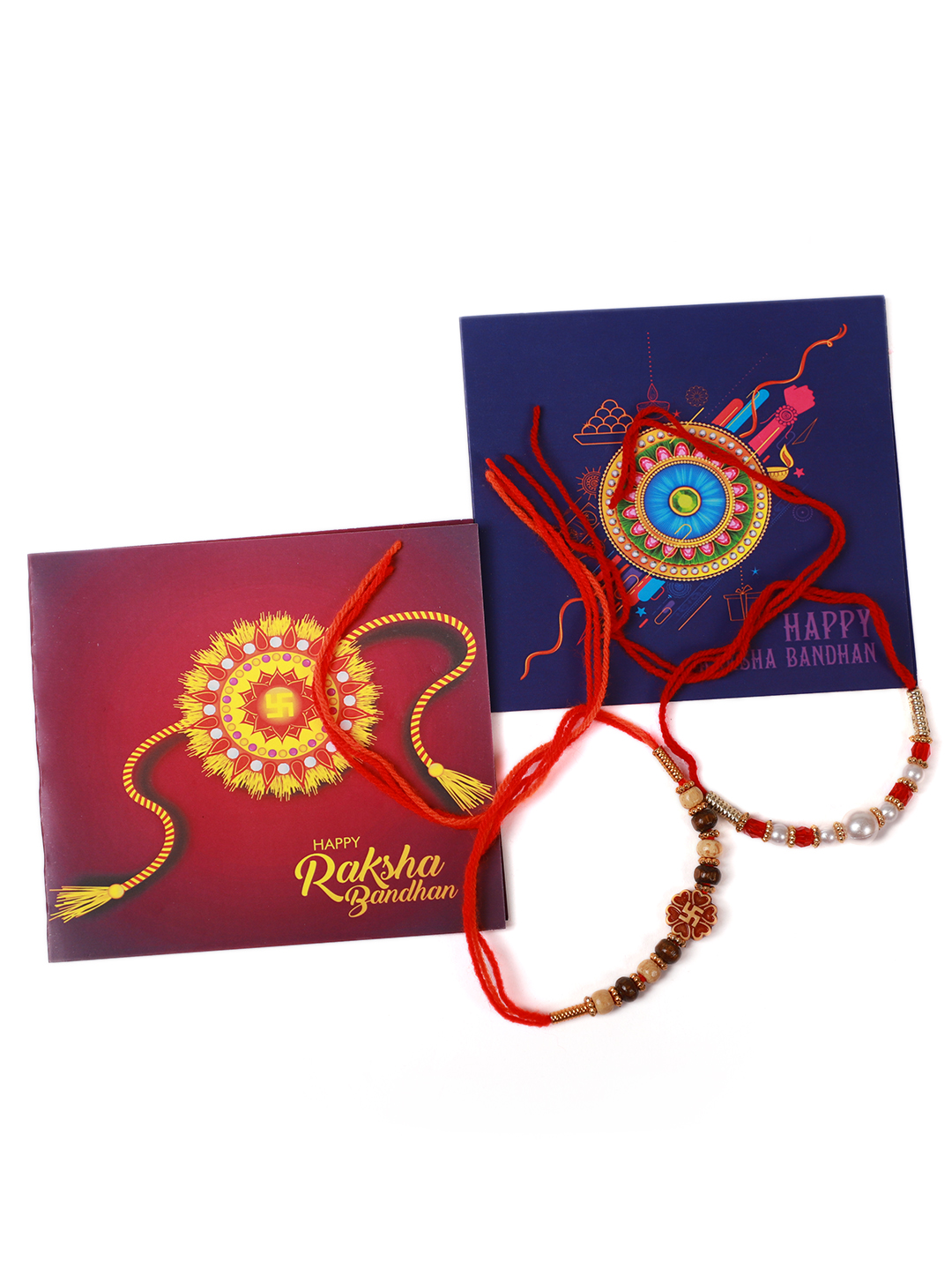 YouBella 2 Rakhi and 2 Greeting Card Combo for Brother (Multi-Colour) (YBRK_93)